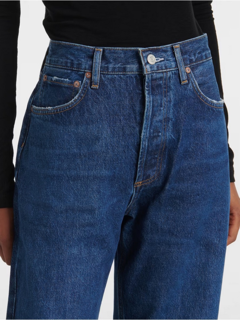 Agolde Fran Mid-Rise Straight Jeans with Cuffed Hem - Picture 3 of 12